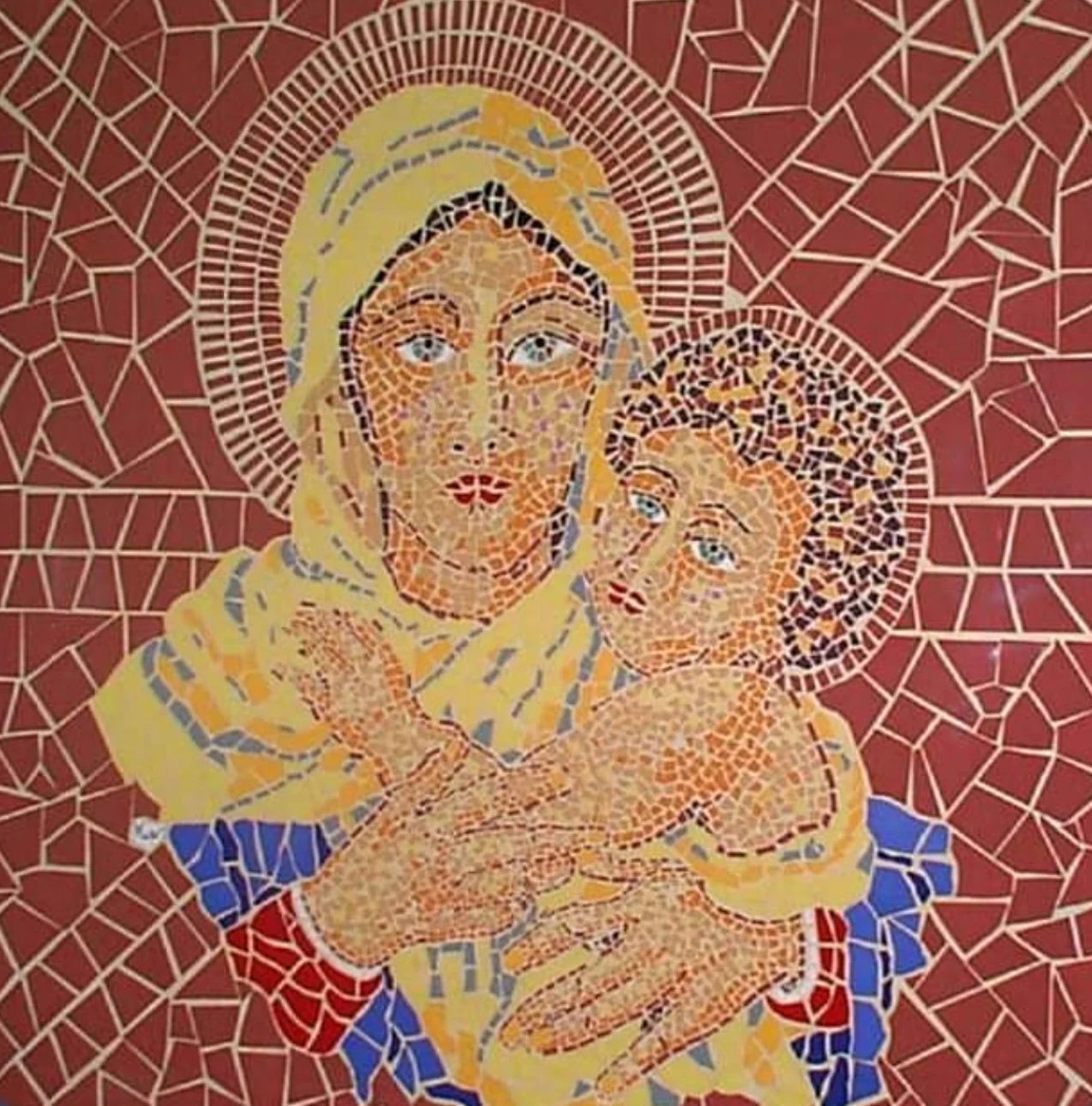 Mosaico de madre con niño